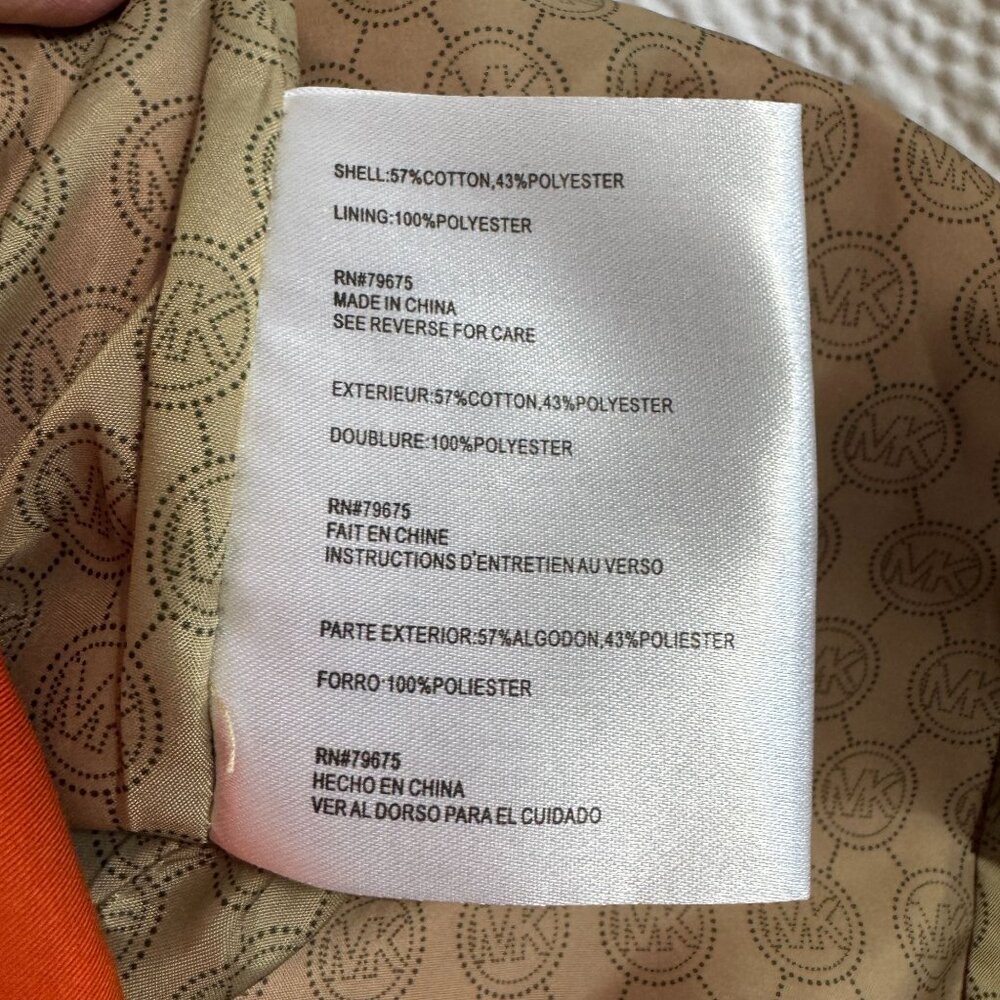 Michael Kors Women's Poppy Orange Belted Trench Coat Pocket Gold Buttons Size S - Picture 10 of 11